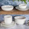 image:imageGibson Home Melbourne White Plates and Bowls Set 16 Piece Embossed Ceramic Dinnerware Set  Service for 4 Dishes  With Pasta BowlWhite Gracious Dining