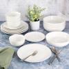 image:imageGibson Home Melbourne White Plates and Bowls Set 16 Piece Embossed Ceramic Dinnerware Set  Service for 4 Dishes  With Pasta BowlWhite Gracious Dining