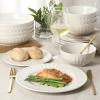 image:imageGibson Home Melbourne White Plates and Bowls Set 16 Piece Embossed Ceramic Dinnerware Set  Service for 4 Dishes  With Pasta BowlWhite Melbourne
