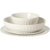image:imageGibson Home Melbourne White Plates and Bowls Set 16 Piece Embossed Ceramic Dinnerware Set  Service for 4 Dishes  With Pasta BowlWhite Melbourne