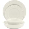 image:imageGibson Home Melbourne White Plates and Bowls Set 16 Piece Embossed Ceramic Dinnerware Set  Service for 4 Dishes  With Pasta BowlWhite Melbourne