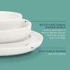 image:imageGibson Home Melbourne White Plates and Bowls Set 16 Piece Embossed Ceramic Dinnerware Set  Service for 4 Dishes  With Pasta BowlWhite Oslo