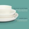 image:imageGibson Home Melbourne White Plates and Bowls Set 16 Piece Embossed Ceramic Dinnerware Set  Service for 4 Dishes  With Pasta BowlWhite White Summer Shades