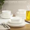 image:imageGibson Home Melbourne White Plates and Bowls Set 16 Piece Embossed Ceramic Dinnerware Set  Service for 4 Dishes  With Pasta BowlWhite White Summer Shades