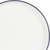 image:imageGibson Home Melbourne White Plates and Bowls Set 16 Piece Embossed Ceramic Dinnerware Set  Service for 4 Dishes  With Pasta BowlWhite w Blue Rim Oslo