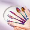 image:imageGibson Home Ravidia Gold Heavy Gauge Flatware Cutlery Silverware Set 20 Pieces Stainless Steel Colorful Utensils Tableware Set Service for 4Rainbow
