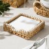 image:imageGibson Home Riverrun Grove Woven Decorative Napkin Holder Tray  Natural Water Hyacinth Square Basket with WoodBead Trim for Napkins Keys Mail Coffee Table Dcor amp Kitchen Counter StorageNatural Water Hyacinth