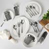 image:imageGibson Home Sinta 87Piece Stainless Steel Flatware Set with Bead Border Design  Service for 12 Plus Serving Utensils Polished Silverware Dishwasher SafeService for 12 w Serving Utensils 87pcs