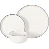 image:imageGibson Home Zen Buffet 6Piece 41oz Large Pasta Bowls Porcelain Ceramic Chip and Scratch Resistant Shallow Salad Bowl Serving Bowls Soup Bowls Set Dishwasher amp Microwave Safe WhiteWhite w Black Rim Oslo