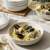image:imageGibson Home Zen Buffet 6Piece 41oz Large Pasta Bowls Porcelain Ceramic Chip and Scratch Resistant Shallow Salad Bowl Serving Bowls Soup Bowls Set Dishwasher amp Microwave Safe WhiteWhite Pasta Bowl