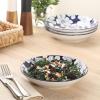 image:imageGibson Home Zen Buffet 6Piece 41oz Large Pasta Bowls Porcelain Ceramic Chip and Scratch Resistant Shallow Salad Bowl Serving Bowls Soup Bowls Set Dishwasher amp Microwave Safe WhiteBlueWhite Floral Heritage Sky