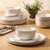 image:imageGibson Home Zen Buffet 6Piece 41oz Large Pasta Bowls Porcelain Ceramic Chip and Scratch Resistant Shallow Salad Bowl Serving Bowls Soup Bowls Set Dishwasher amp Microwave Safe WhiteWhite w Black Rim Oslo