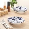 image:imageGibson Home Zen Buffet 6Piece 41oz Large Pasta Bowls Porcelain Ceramic Chip and Scratch Resistant Shallow Salad Bowl Serving Bowls Soup Bowls Set Dishwasher amp Microwave Safe WhiteBlueWhite Floral Heritage Sky