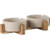 image:imageGibson Home Zoomie Bites Ceramic Dog and Cat Bowl with Acacia Wood Stand NonSlip Matte Glaze Weighted Food Water Set for Cats amp SmallMedium Sized Dogs 55 Bowls
