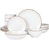 image:imageGibson Home Admiral Hall 12Piece Matte Stoneware Dinnerware Set  Dinner Plates Salad Plates amp Bowls with Pink Floral Pattern Durable Everyday Dish Set Microwave amp Dishwasher SafeWhite Hazeltine