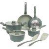 image:imageGibson Home Barnsdall 2 Piece 8 amp 10 Inch Aluminum Fry Pan Cookware NonToxic Ceramic Non Stick Frying Pan Kitchen Egg Pan Omelet Pan Always Pan Pots and Pans Linen White Induction SafeSage Green