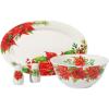 image:imageGibson Home Decorated Porcelain 4Piece Serving amp Accessories Set Magic Poinsettia