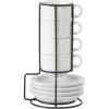 image:imageGibson Home Gracious Dining 3Ounce Espresso Cups Set of 4 Small Stackable Coffee Cups with 4 Saucers Metal Stand Ceramic Demitasse Mugs Espresso Accessories for MachineWhite Gracious Dining Espresso