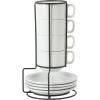 image:imageGibson Home Gracious Dining 3Ounce Espresso Cups Set of 4 Small Stackable Coffee Cups with 4 Saucers Metal Stand Ceramic Demitasse Mugs Espresso Accessories for MachineWhite Gracious Dining Cappuccino