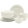 image:imageGibson Home Melbourne White Plates and Bowls Set 16 Piece Embossed Ceramic Dinnerware Set  Service for 4 Dishes  With Pasta BowlWhite Melbourne