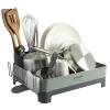 image:imageGibson Home Nestcraft Full Size Rust Resistant Dish Rack with Drain Board and Flatware Caddy  WhiteGreen