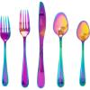 image:imageGibson Home Ravidia Gold Heavy Gauge Flatware Cutlery Silverware Set 20 Pieces Stainless Steel Colorful Utensils Tableware Set Service for 4Rainbow