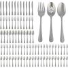 image:imageGibson Home Sinta 87Piece Stainless Steel Flatware Set with Bead Border Design  Service for 12 Plus Serving Utensils Polished Silverware Dishwasher SafeService for 12 w Serving Utensils 87pcs