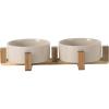 image:imageGibson Home Zoomie Bites Ceramic Dog and Cat Bowl with Acacia Wood Stand NonSlip Matte Glaze Weighted Food Water Set for Cats amp SmallMedium Sized Dogs 55 Bowls