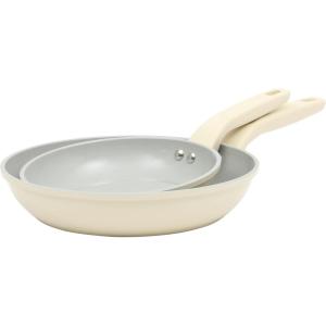 image:imageGibson Home Barnsdall 2 Piece 8 amp 10 Inch Aluminum Fry Pan Cookware NonToxic Ceramic Non Stick Frying Pan Kitchen Egg Pan Omelet Pan Always Pan Pots and Pans Linen White Induction SafeLinen