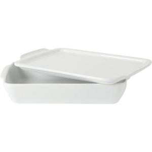 image:imageGibson Home Gracious Dining 26Qt White Stoneware Covered Baking Dish wMultiPurpose Lid  127 x 9 Rectangular Oven Safe Casserole Lasagna amp Roasting Baker Lid Doubles as Serveware or TrivetWhite  26Qt Rectangular w Lid