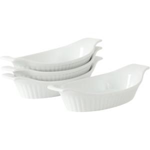 image:imageGibson Home Gracious Dining 26Qt White Stoneware Covered Baking Dish wMultiPurpose Lid  127 x 9 Rectangular Oven Safe Casserole Lasagna amp Roasting Baker Lid Doubles as Serveware or TrivetWhite  9oz Oval Set of 4