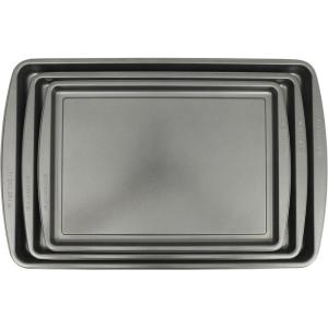 image:imageGibson Home Lyneham 3 Piece Carbon Steel Nonstick Kitchen Baking PansCookie Sheet Bakeware Set Premium PFA Nonstick Material  Champagne GoldGray