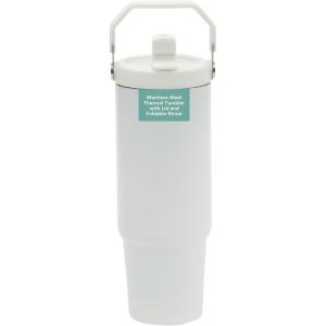 image:imageGibson Home Marina 29Ounce Stainless Steel Travel Tumbler with Carry Handle and Lid Double Wall Insulated Mug LeakResistant Fits Car Cup Holder Matte WhiteMatte White w Carry Handle