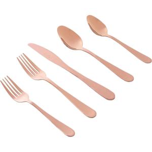 image:imageGibson Home Ravidia Gold Heavy Gauge Flatware Cutlery Silverware Set 20 Pieces Stainless Steel Colorful Utensils Tableware Set Service for 4Rose Gold