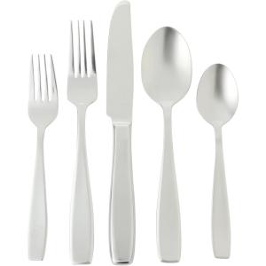 image:imageGibson Home Sinta 87Piece Stainless Steel Flatware Set with Bead Border Design  Service for 12 Plus Serving Utensils Polished Silverware Dishwasher SafeService for 4 20pcs