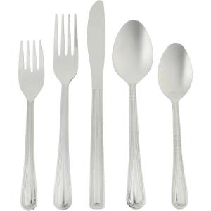image:imageGibson Home Sinta 87Piece Stainless Steel Flatware Set with Bead Border Design  Service for 12 Plus Serving Utensils Polished Silverware Dishwasher SafeService for 8 w Serving Utensils 45pcs