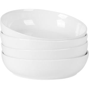 image:imageGibson Home Zen Buffet 6Piece 41oz Large Pasta Bowls Porcelain Ceramic Chip and Scratch Resistant Shallow Salad Bowl Serving Bowls Soup Bowls Set Dishwasher amp Microwave Safe WhiteWhite Zen Buffet