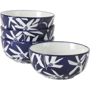 image:imageGibson Home Zen Buffet 6Piece 41oz Large Pasta Bowls Porcelain Ceramic Chip and Scratch Resistant Shallow Salad Bowl Serving Bowls Soup Bowls Set Dishwasher amp Microwave Safe WhiteBlueWhite Floral Ivory Estate