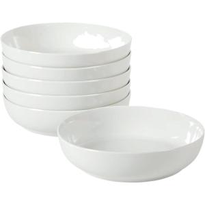 image:imageGibson Home Zen Buffet 6Piece 41oz Large Pasta Bowls Porcelain Ceramic Chip and Scratch Resistant Shallow Salad Bowl Serving Bowls Soup Bowls Set Dishwasher amp Microwave Safe WhiteWhite Pasta Bowl