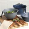 image:imageOster 12 Piece Nesting Mixing Bowl Set 3 Bowls with Lids amp 6 Measuring Cups NonSlip Bases Pour Spouts SpaceSaving Kitchen Prep Set Dishwasher SafeBlueGrey 3pc Set