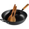image:imageOster Dunwood 3 Piece Carbon Steel Wok 138 PFASFree Stir Fry Pan with Wooden Spatulas High Heat Oven amp Stovetop SafeStainless Steel