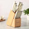 image:imageSur La Table Kitchen Essentials 14 Piece Cutlery Set German Steel Forged Knives Beech Wood Block Chef Santoku Bread Steak Knives Shears amp Sharpener  Linen WhiteLinen White 14pc Set