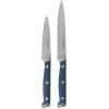 image:imageSur La Table Kitchen Essentials 14 Piece Cutlery Set German Steel Forged Knives Beech Wood Block Chef Santoku Bread Steak Knives Shears amp Sharpener  Linen WhiteBlue 14pc Set