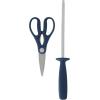 image:imageSur La Table Kitchen Essentials 14 Piece Cutlery Set German Steel Forged Knives Beech Wood Block Chef Santoku Bread Steak Knives Shears amp Sharpener  Linen WhiteBlue 14pc Set