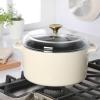 image:imageSur La Table Kitchen Essentials 4Piece Enameled Cast Iron Stackable Cookware Set 53 Qt Dutch Oven with Lid Braiser amp Grill Pan Navy Blue Gold Knob Oven Safe to 500F Induction CompatibleEggshell White 5qt Dutch
