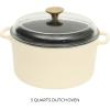 image:imageSur La Table Kitchen Essentials 4Piece Enameled Cast Iron Stackable Cookware Set 53 Qt Dutch Oven with Lid Braiser amp Grill Pan Navy Blue Gold Knob Oven Safe to 500F Induction CompatibleEggshell White 5qt Dutch