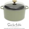 image:imageSur La Table Kitchen Essentials 4Piece Enameled Cast Iron Stackable Cookware Set 53 Qt Dutch Oven with Lid Braiser amp Grill Pan Navy Blue Gold Knob Oven Safe to 500F Induction CompatibleJuniper Green 5qt Dutch