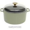 image:imageSur La Table Kitchen Essentials 4Piece Enameled Cast Iron Stackable Cookware Set 53 Qt Dutch Oven with Lid Braiser amp Grill Pan Navy Blue Gold Knob Oven Safe to 500F Induction CompatibleJuniper Green 5qt Dutch