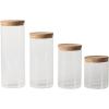 image:imageSur La Table Lyon Court 4Piece Glass Canister Set with Airtight Trigger Clamp Lids Clear  71 oz 54 oz 37 oz amp 225 oz Sizes Rubber Gasket Seal Dishwasher Safe Food Storage JarsSet of 4 57 oz  45 oz  34 oz  25 oz