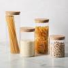 image:imageSur La Table Lyon Court 4Piece Glass Canister Set with Airtight Trigger Clamp Lids Clear  71 oz 54 oz 37 oz amp 225 oz Sizes Rubber Gasket Seal Dishwasher Safe Food Storage JarsSet of 4 57 oz  45 oz  34 oz  25 oz